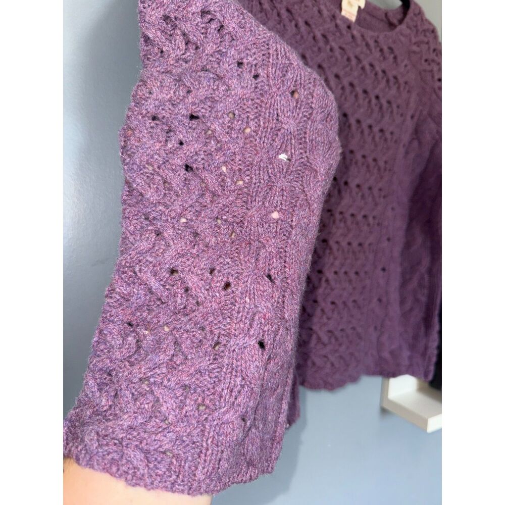 Sundance 100% Lambswool Purple Cable Knit Cropped Pullover Sweater | Size Small - Picture 4 of 6